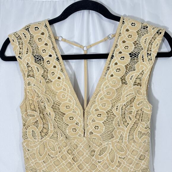 Free People One Million Lovers Lace Mini Dress Beige Size 0 Boho Romantic Party - Picture 6 of 6